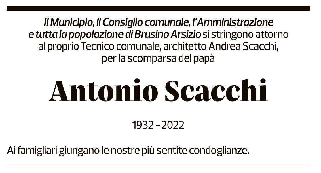 Annuncio funebre Antonio Scacchi