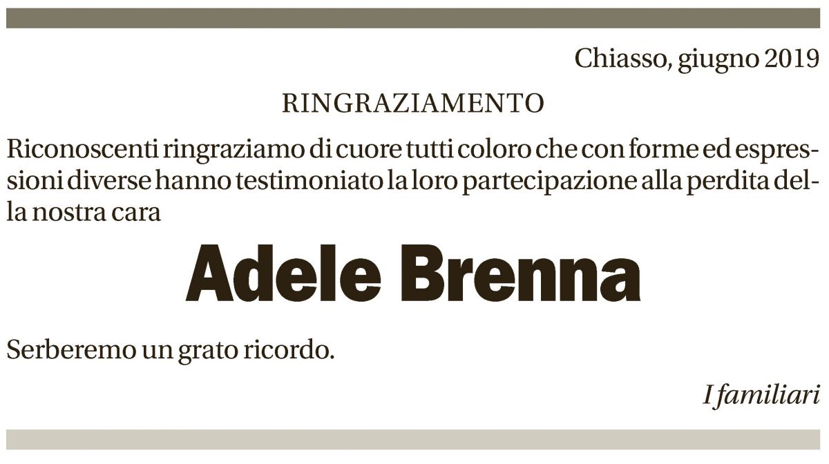 Annuncio funebre Adele Brenna