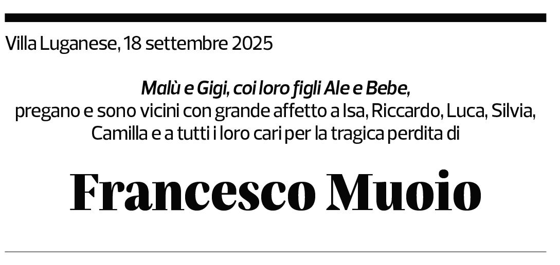 Annuncio funebre Francesco Muoio