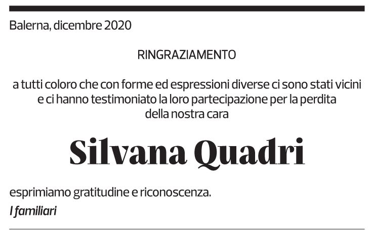 Annuncio funebre Silvana Quadri