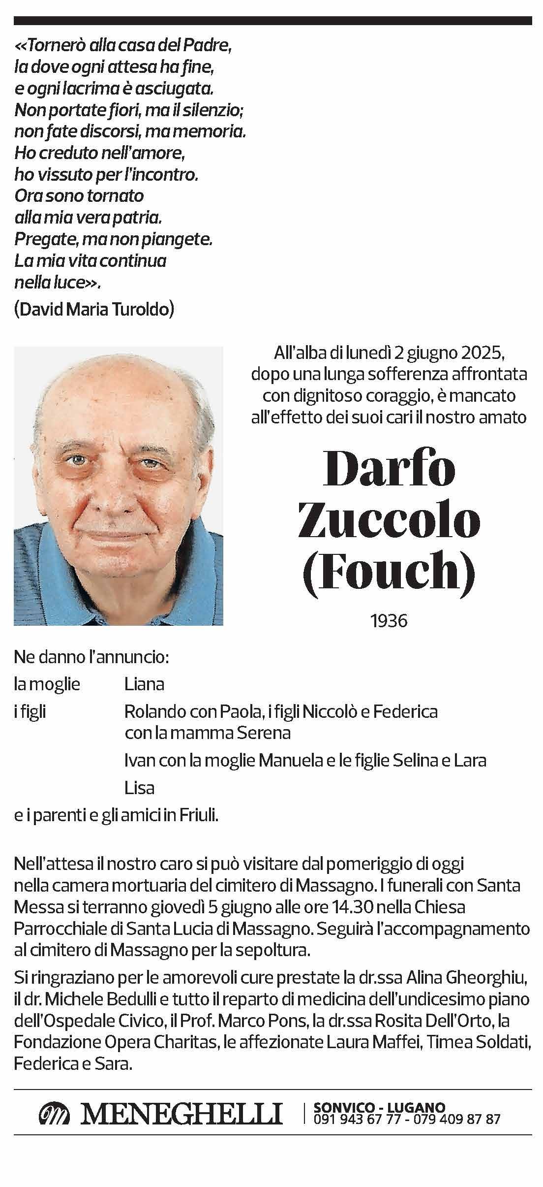 Annuncio funebre Darfo Zuccolo