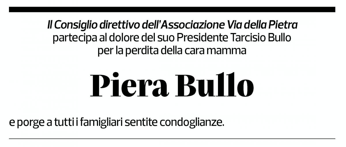 Annuncio funebre Piera Bullo