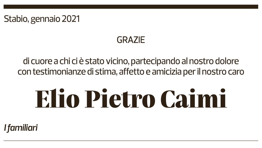 Annuncio funebre Elio Pietro Caimi
