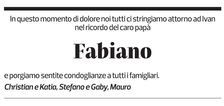 Annuncio funebre Fabiano Bonfanti
