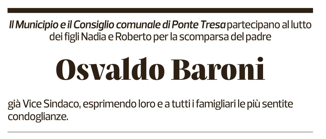 Annuncio funebre Osvaldo Baroni