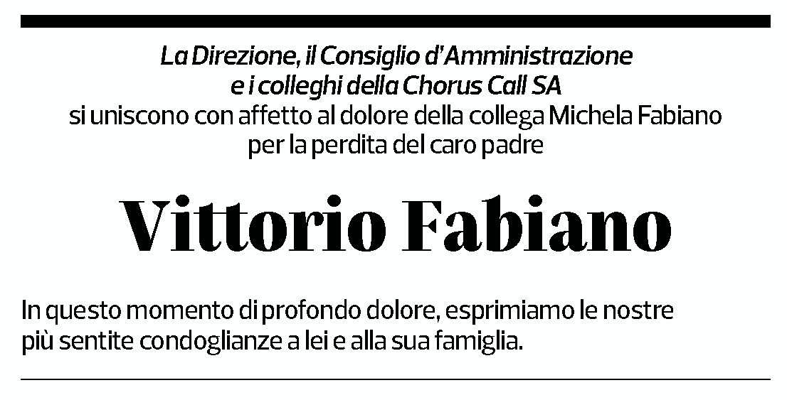 Annuncio funebre Vittorio Fabiano