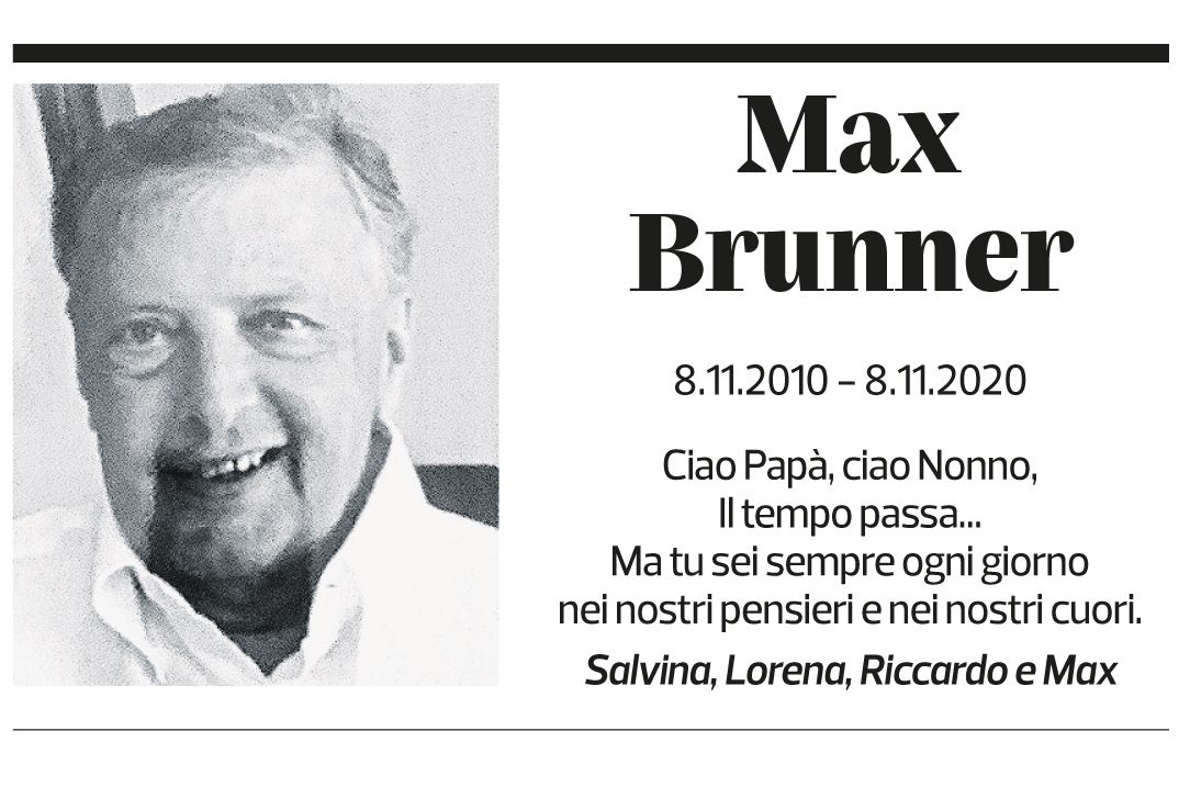Annuncio funebre Max Brunner