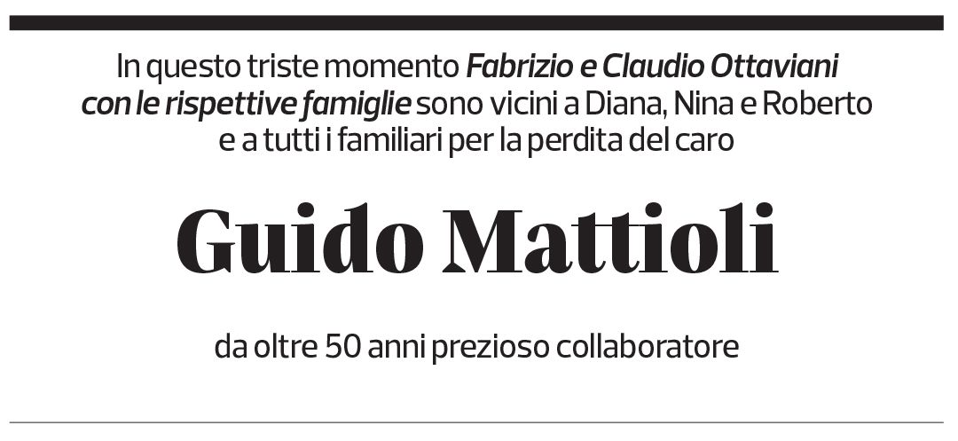 Annuncio funebre Guido Mattioli