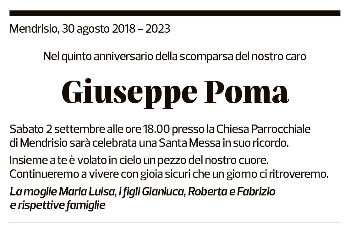 Annuncio funebre Giuseppe Poma