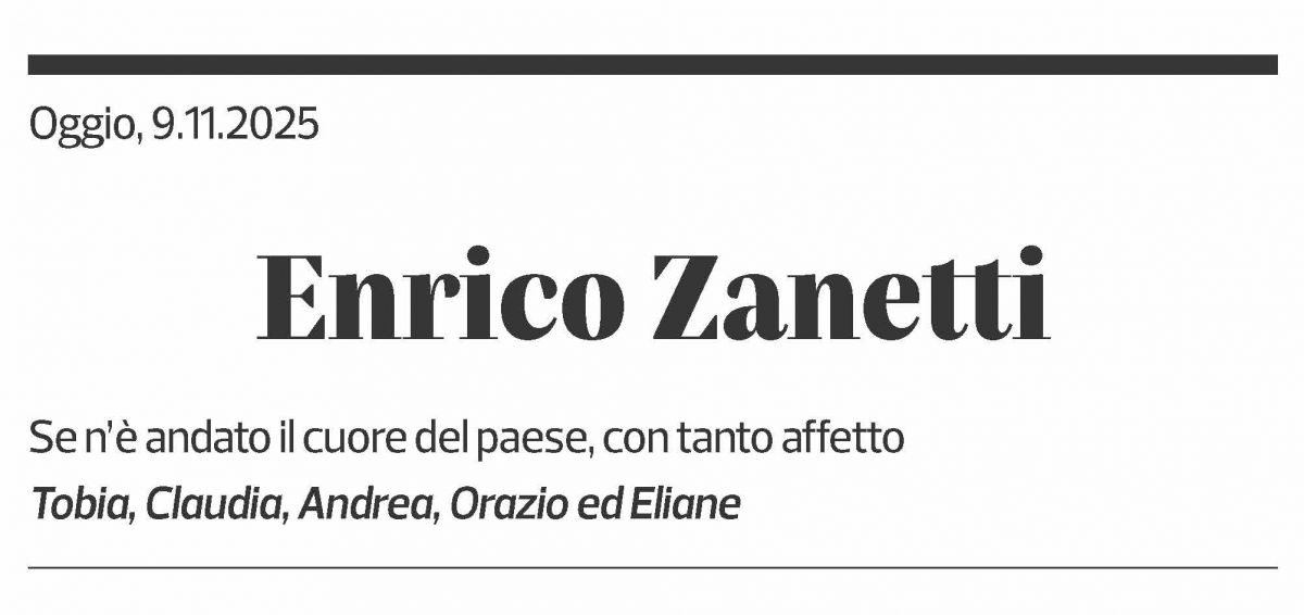 Annuncio funebre Enrico Zanetti
