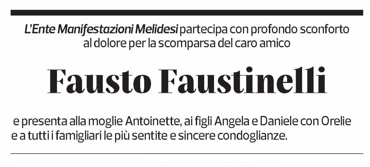 Annuncio funebre Fausto Faustinelli