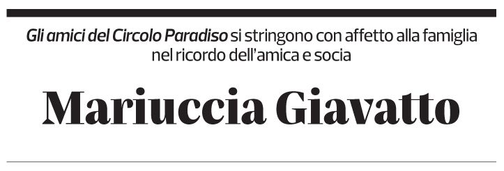 Annuncio funebre Mariuccia Giavatto Ghezzi