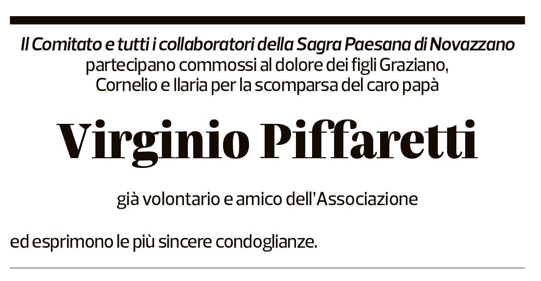Annuncio funebre Virginio Piffaretti