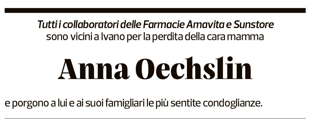 Annuncio funebre Anna Oechslin