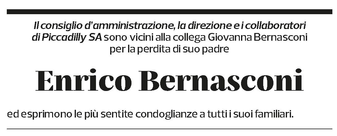 Annuncio funebre Enrico Bernasconi