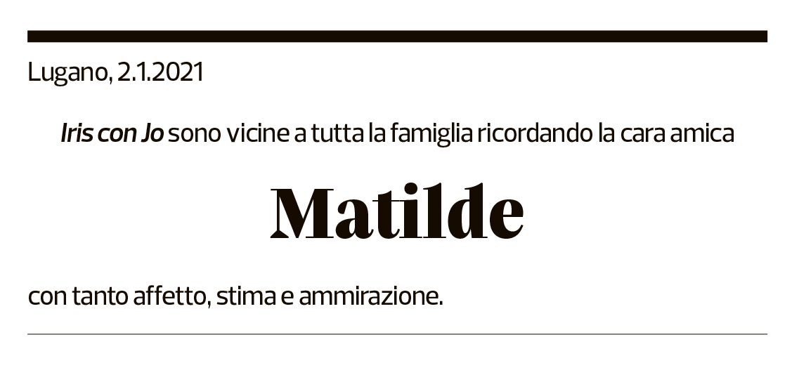 Annuncio funebre Matilde Bonetti Soldati