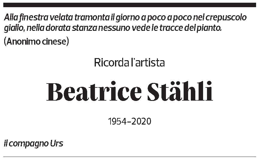 Annuncio funebre Beatrice Stähli