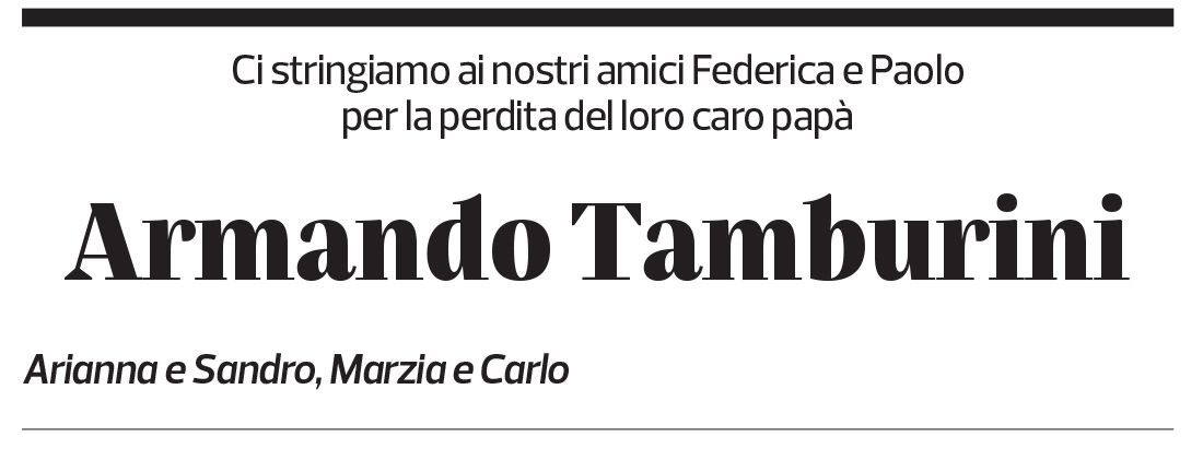 Annuncio funebre Armando Tamburini