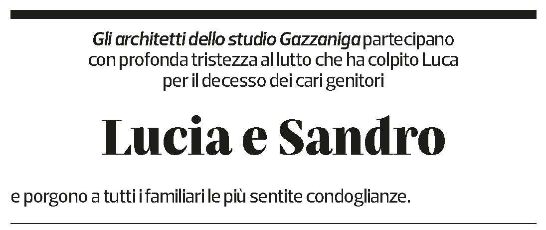 Annuncio funebre Lucia Sandro