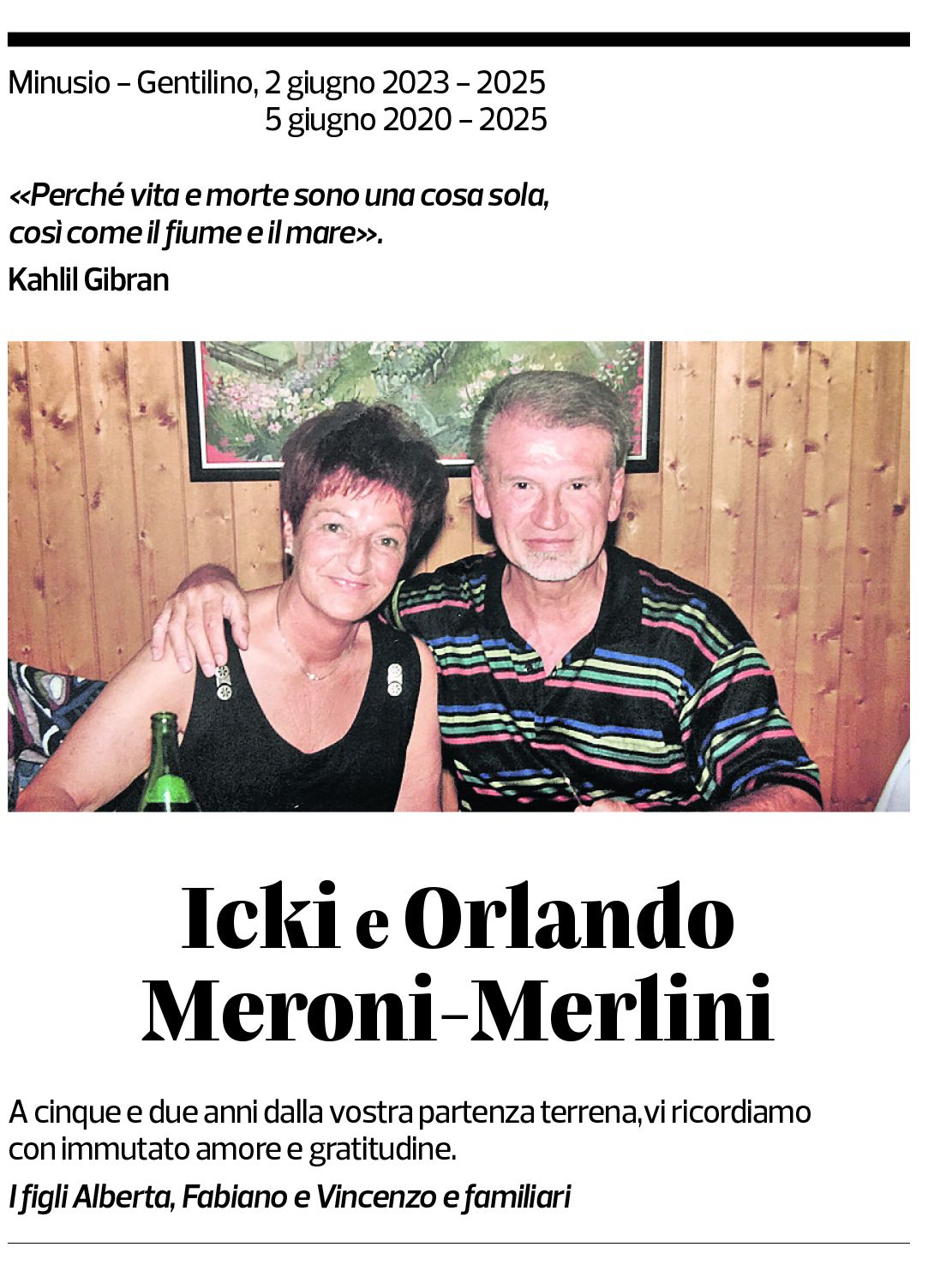 Annuncio funebre Icki E Orlando Meroni-merlini
