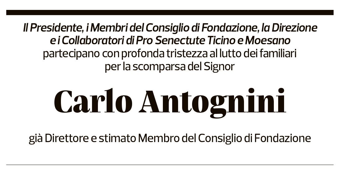 Annuncio funebre Carlo Antognini