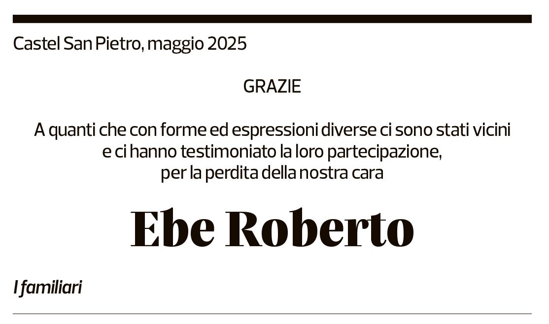 Annuncio funebre Ebe Roberto
