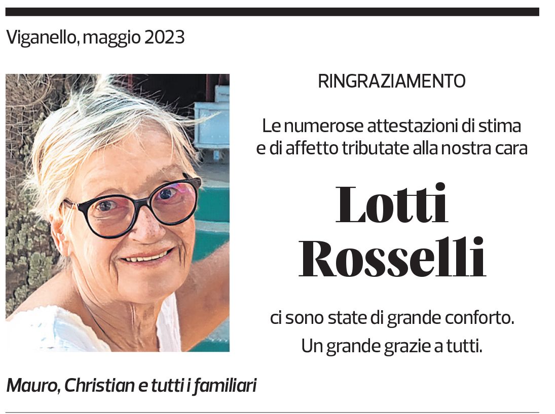 Annuncio funebre Lotti Rosselli