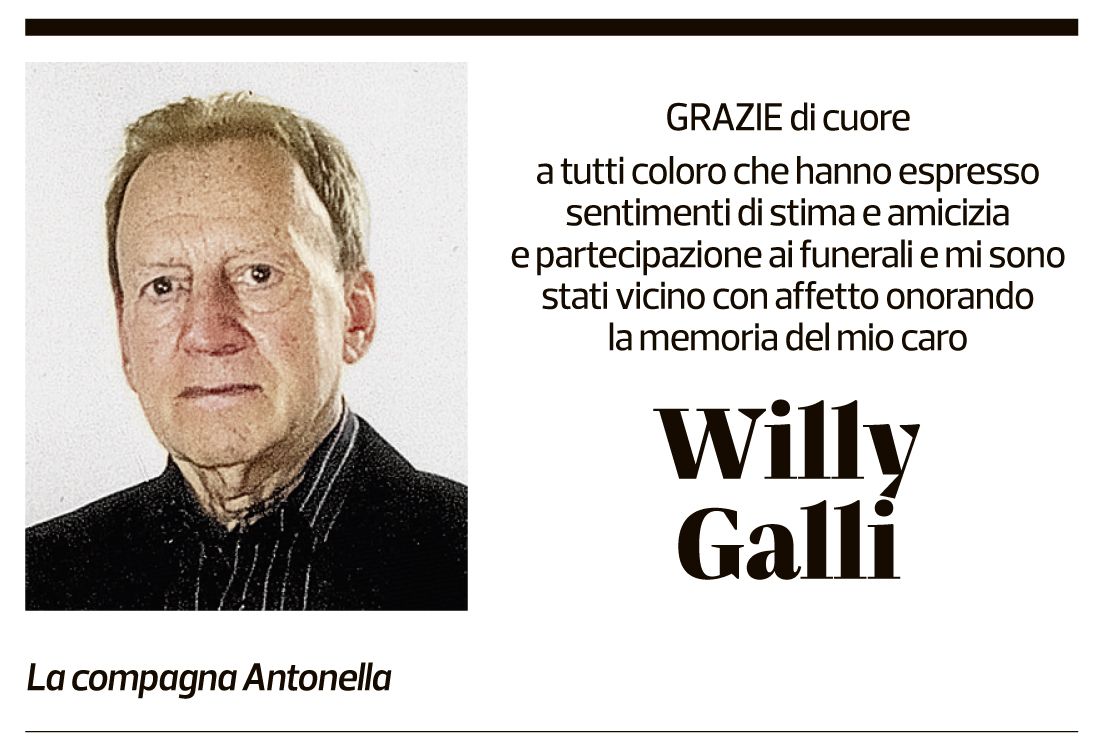 Annuncio funebre Willy Galli