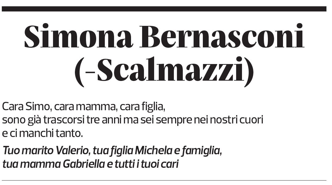 Annuncio funebre Simona Bernasconi (-scalmazzi)