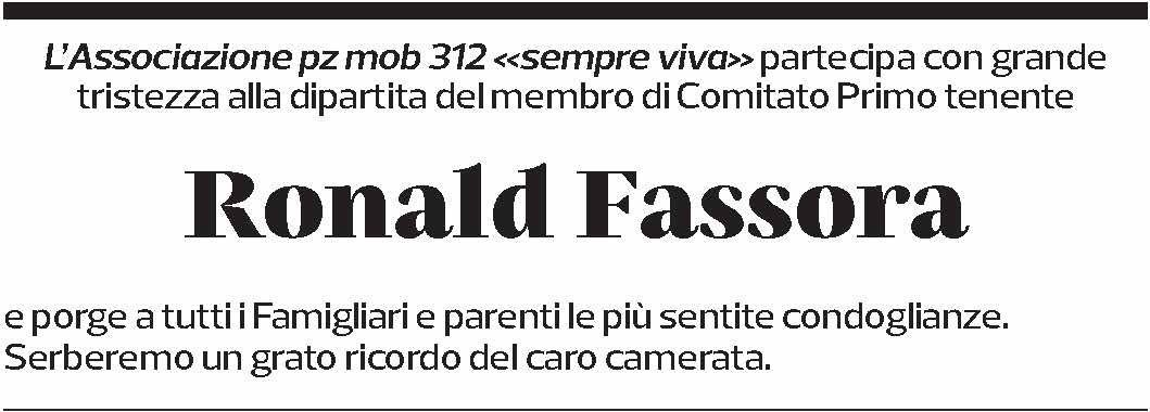 Annuncio funebre Ronald Fassora