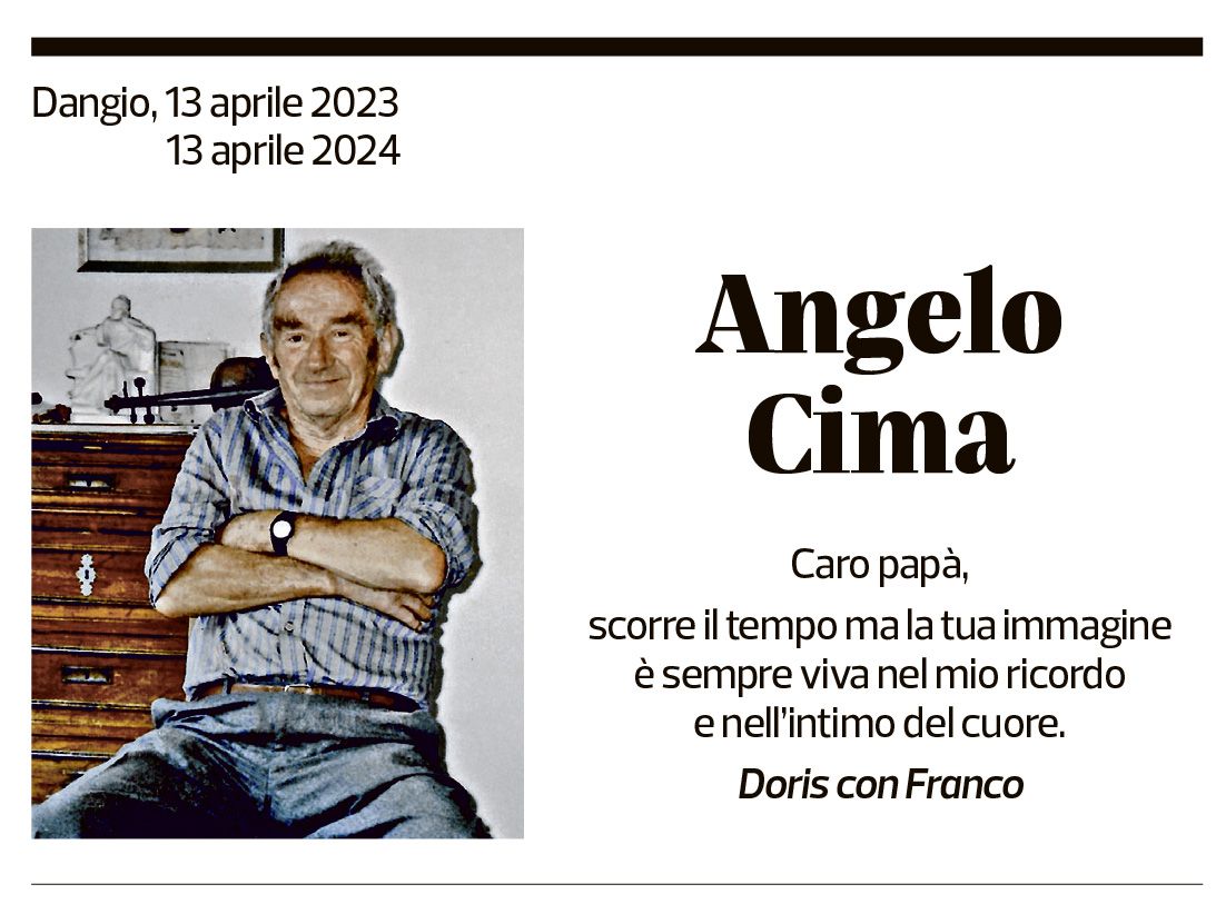 Annuncio funebre Angelo Cima