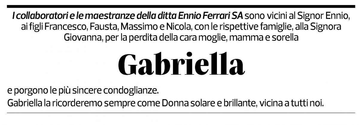 Annuncio funebre Gabriella Clelia Antonia Ferrari
