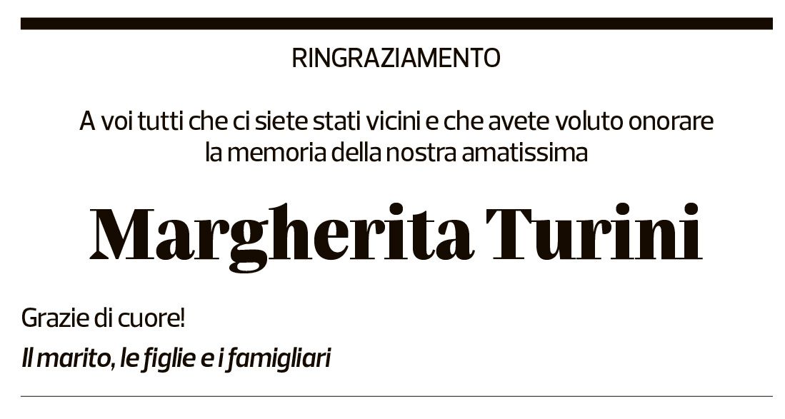 Annuncio funebre Margherita Turini