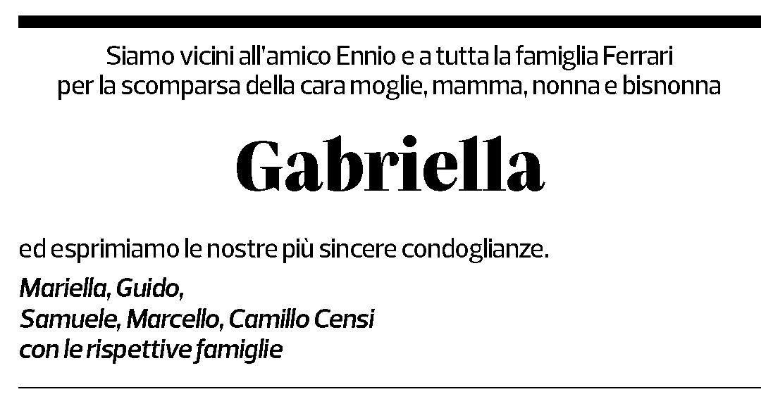 Annuncio funebre Gabriella Clelia Antonia Ferrari