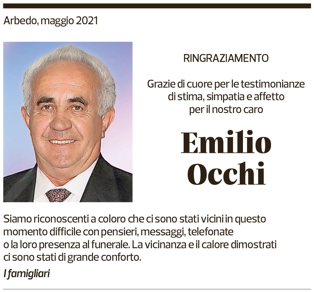 Annuncio funebre Emilio Occhi