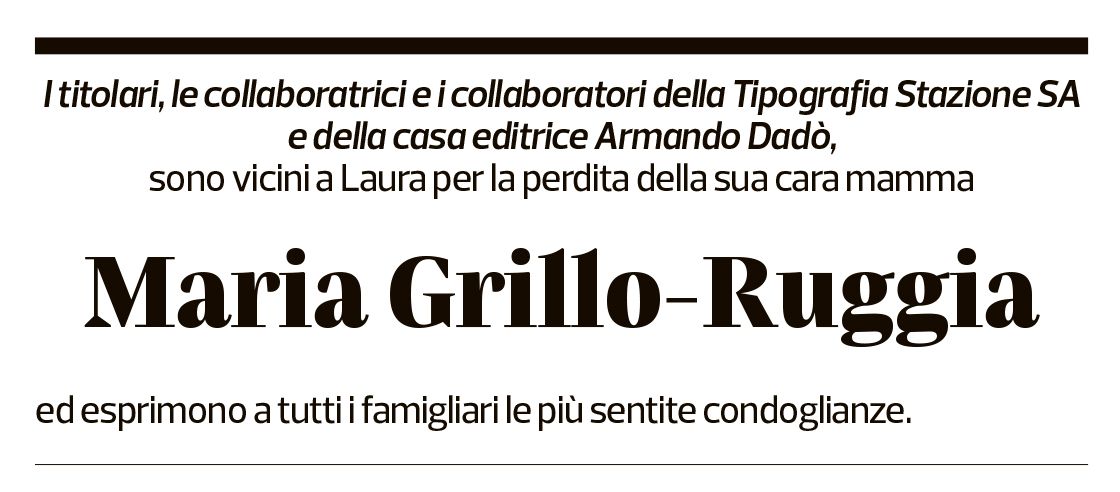 Annuncio funebre Maria Grillo-ruggia