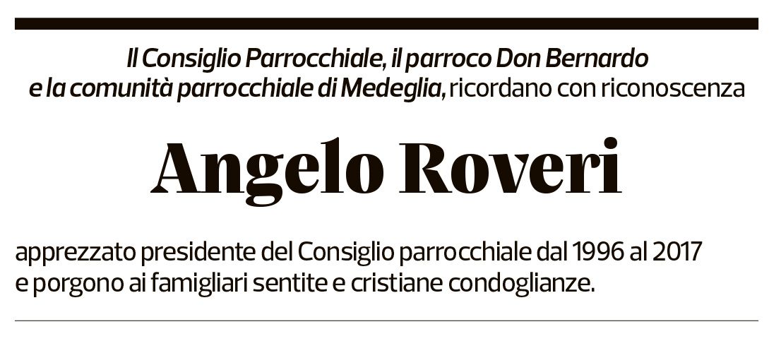 Annuncio funebre Angelo Roveri