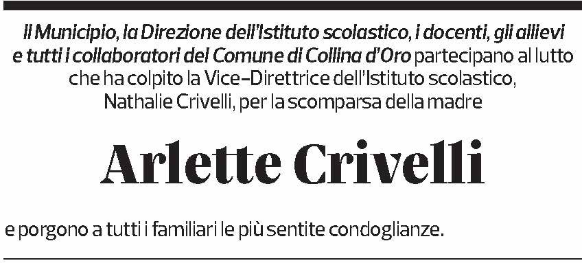 Annuncio funebre Arlette Crivelli
