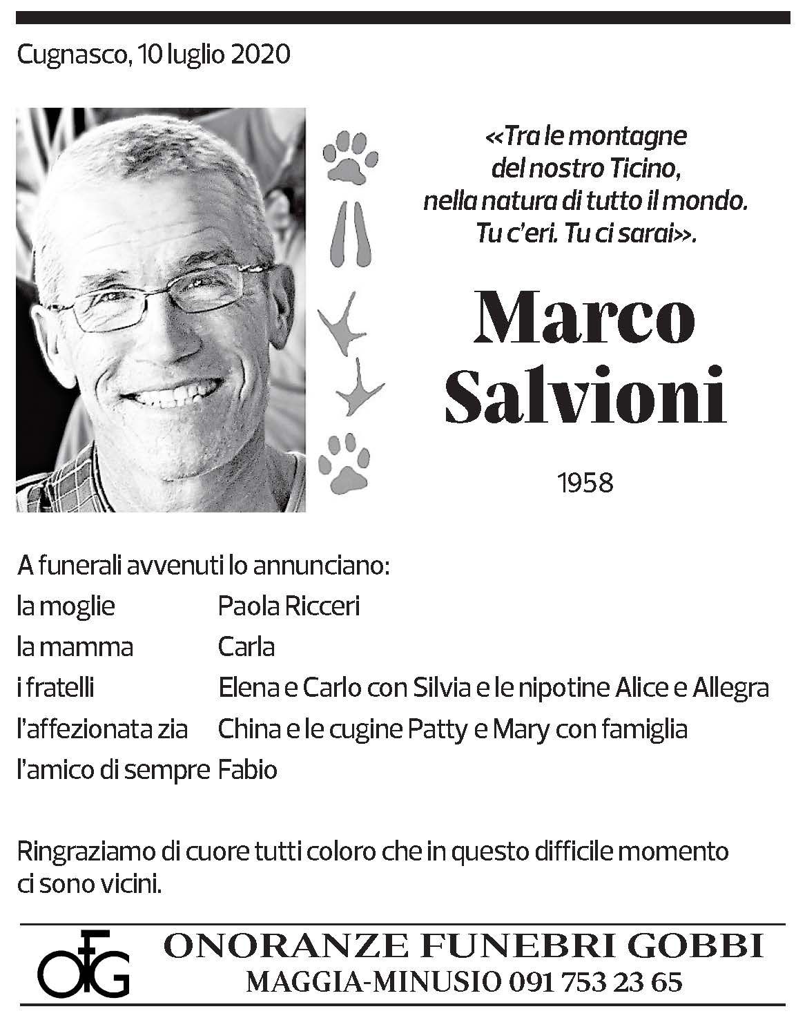 Annuncio funebre Marco Salvioni