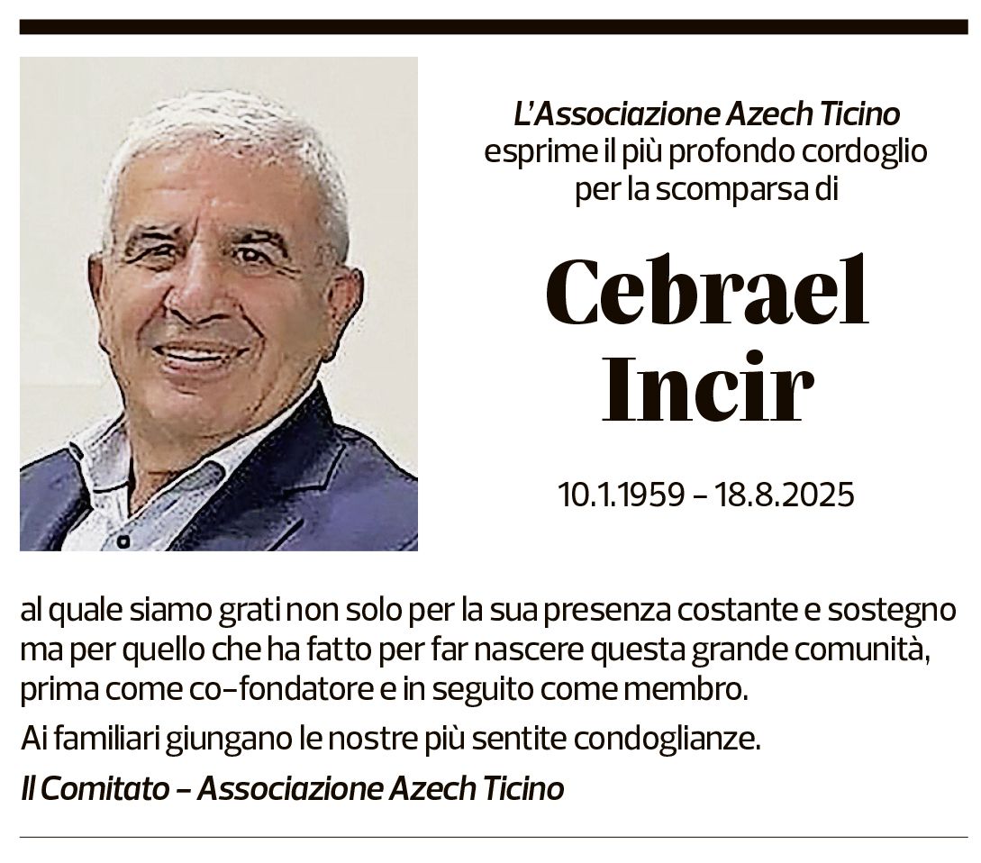 Annuncio funebre Cebrael Incir