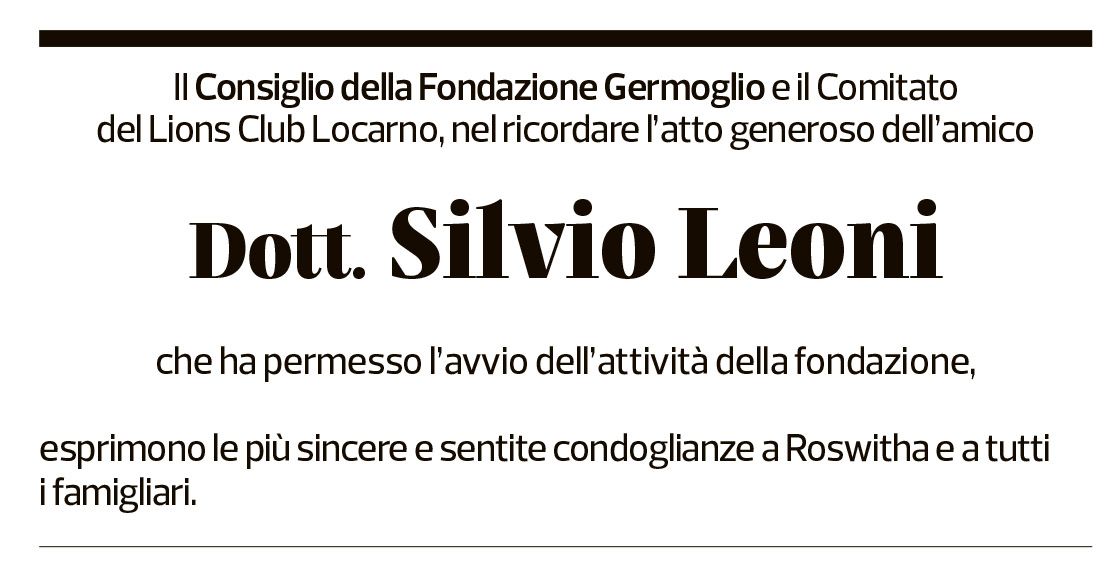 Annuncio funebre Silvio Leoni