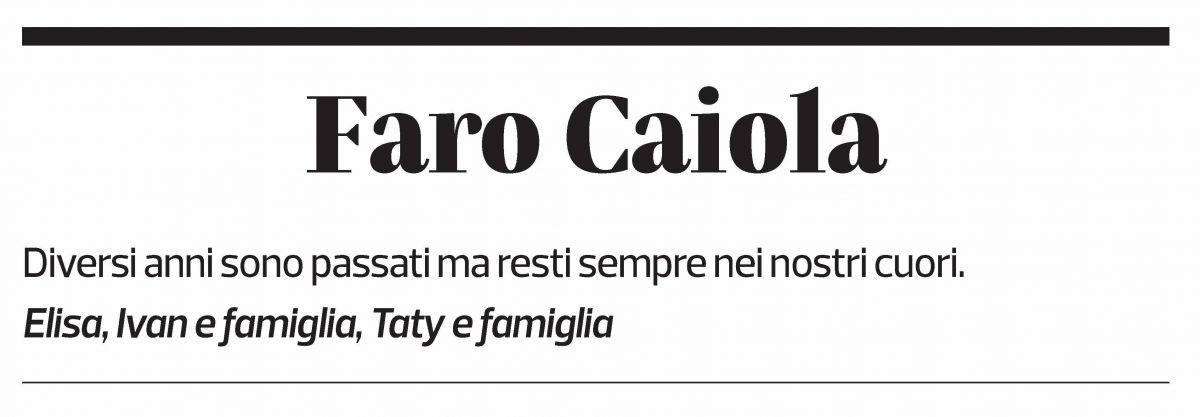 Annuncio funebre Faro Caiola