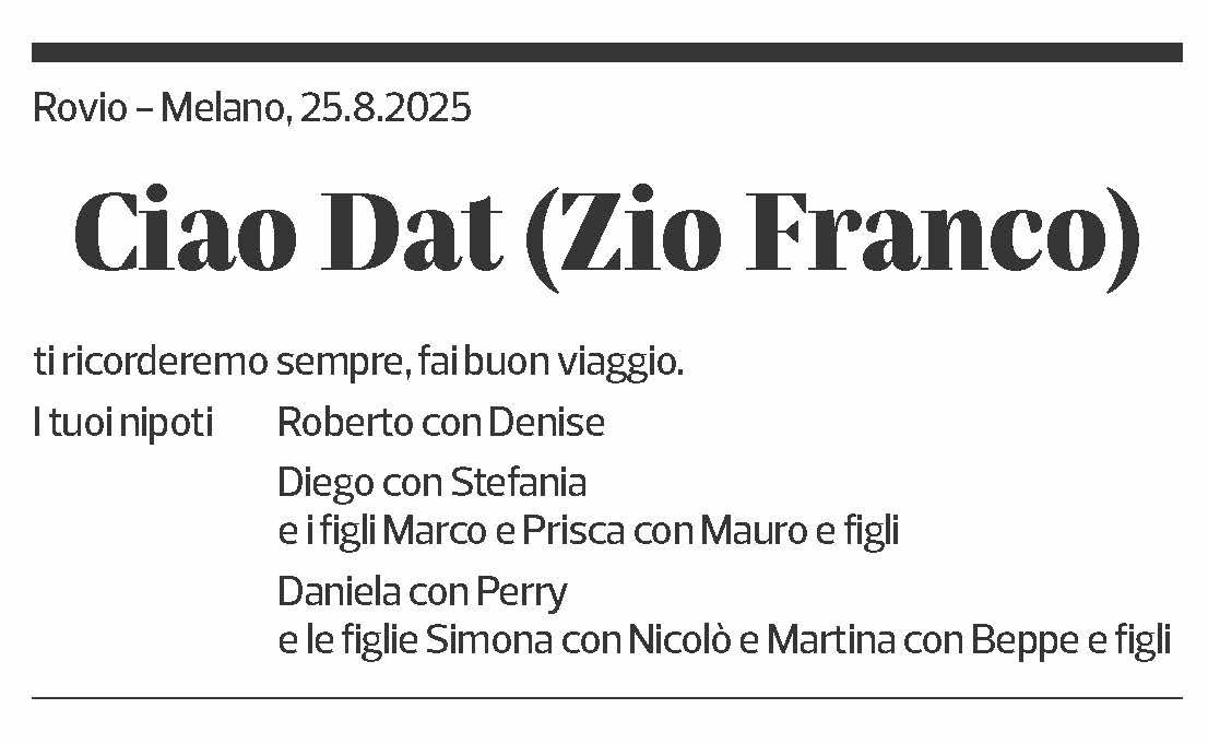Annuncio funebre Franco 