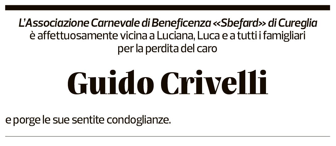 Annuncio funebre Guido Crivelli