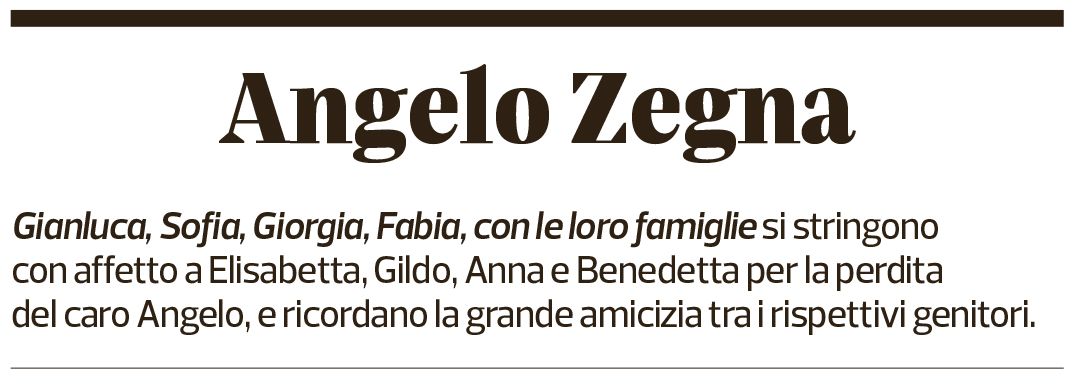 Annuncio funebre Angelo Zegna