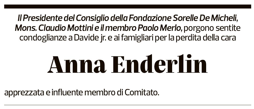 Annuncio funebre Anna Enderlin