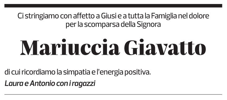 Annuncio funebre Mariuccia Giavatto