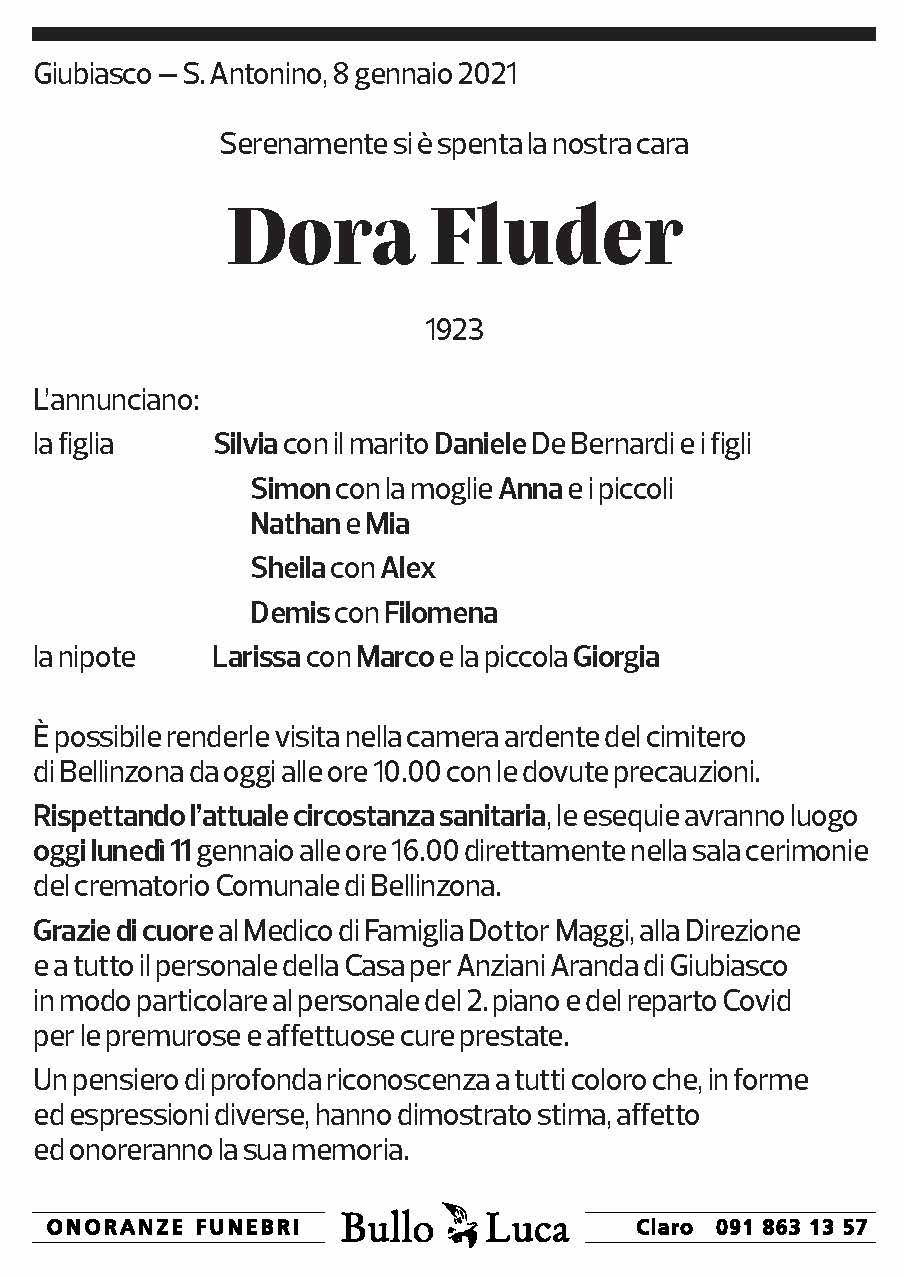 Annuncio funebre Dora Fluder