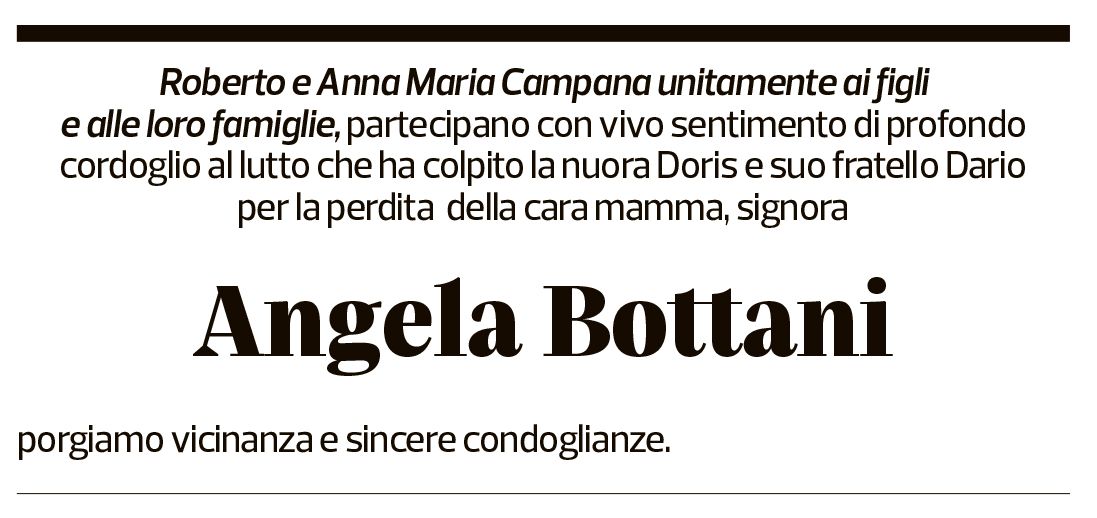 Annuncio funebre Angela Bottani