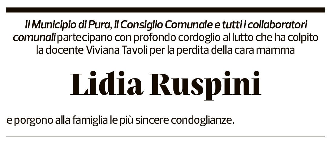 Annuncio funebre Lidia Ruspini